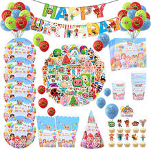 Cocomelon Theme Happy Birthday Party Decoration Paper Cups Plates Napkin Straws Balloon Kids Toy Baby Shower Supplies 2024 - купить недорого