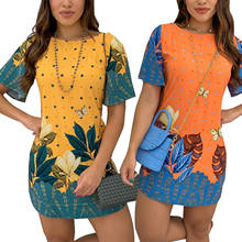 Vestido informal de verano para mujer, prenda de poliéster con estampado de corazones y plantas, manga corta y cuello redondo 2024 - compra barato