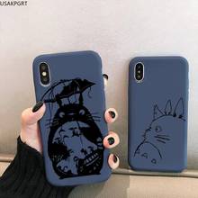 Capa de celular fofa de silicone azul totoro ghibli miyazaki anime para iphone 12 mini 11 pro xs max x xr 7 8 6 plus 2024 - compre barato