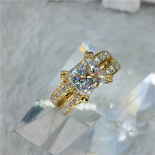 Anillo de oro de 18K 100%, sortija de boda con diamantes de moissanita VVS, color 2ct D, con certificado nacional 006 2024 - compra barato