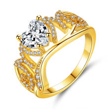 Golden Heart Rings Crystal Zircon Ring Christmas Gift for Women Wedding Jewelry Rings Best Gift  Anniversary Gift 2024 - buy cheap