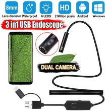 Minicámara endoscópica HD con lente Dual de 8mm, resistente al agua IP67, con luz nocturna, para teléfono, tableta y Windows, PC 2024 - compra barato