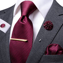 Hi-Tie-Corbata sólida de negocios para hombre, corbata de seda 100%, regalo para hombres, corbata de lujo, conjunto de gemelos, vestido Formal 2024 - compra barato