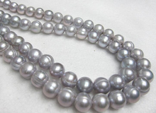 Collar de perlas color gris, collar barroco de 33 ", AAA, 10-11mm 2024 - compra barato
