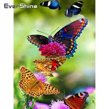Evershine pintura diamante borboleta quadrado completo redondo diamante bordado animal ponto cruz kits primavera venda strass arte 2024 - compre barato