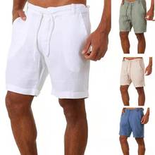 Pantalones cortos de lino para hombre, ropa informal de alta calidad, Color sólido, transpirables, para playa, verano, 2021 2024 - compra barato