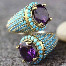 Timeless Violet Purple Fire Opal Open adjustable Rings Rose Gold Color Cubic Zirconia Round Purple Stone Classic Jewelry Gifts 2024 - buy cheap