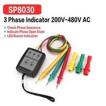 SP8030 3 Phase Rotation Tester Digital Phase Indicator Detector LED Buzzer Phase Sequence Meter Voltage Tester 200V-480V AC 2024 - buy cheap