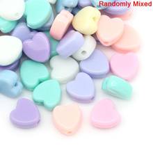 DoreenBeads Acrylic Charm Beads Heart Pastel DIY Making Bracelets Necklace Jewelry Findings  At Random Color 8mm x 8mm,80PCs 2024 - buy cheap