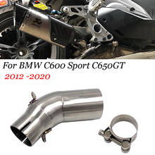 Deslizamento para bmw c600 esporte c650gt c650 esporte 2012-2020 tubo de escape da motocicleta tubo de ligação média deslizamento em 51mm silenciador reserva gato 2024 - compre barato