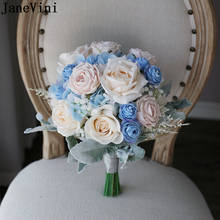 JaneVini-ramo de Flores Artificiales, Hortensia azul, Beige, crema, rosa, para bodas 2024 - compra barato