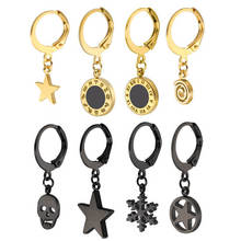 Moda brincos de aço inoxidável numeral romano âncora crânio estrela pingente para feminino clássico hoop orelha jóias presentes 2 peças 2024 - compre barato