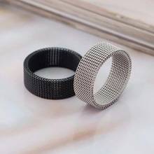 Кольцо из титановой стали в стиле хип-хоп, черное/серебристое широкое кольцо из нержавеющей стали, парные кольца, модные ювелирные изделия 2021 2024 - купить недорого
