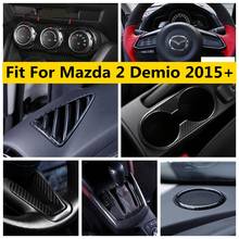 Carbon Fiber Accessories For Mazda 2 Demio 2015 - 2019 Dashboard Front Speaker Ring AC Air Vent Steering Wheel Decor Cover Trim 2024 - buy cheap