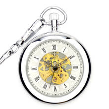Relógio de bolso mecânico masculino, relógio retrô macio de liga de prata steampunk com pingente de corrente para relógio clássico de bolso para homens 2024 - compre barato