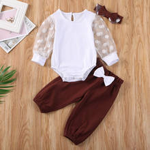 Baby Girls Clothes Lovely Newborn Baby Girl 3PCS Lace Tulle Sleeve Bodysuits Long Pants Outfit Clothes With Headwear Autumn Set 2024 - buy cheap