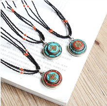 Antique cotton and hemp accessories Kawu Box Necklace glass bead DIY dress pendant female Nepalese jewelry 2024 - buy cheap