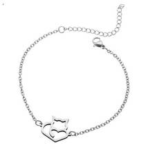 SMJEL Lovely Cartoon Stainless Steel Cat Charm Bracelet Friendship Jewelry femme Bracelets for Women Girls New Year Gift 2024 - buy cheap