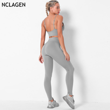 NCLAGEN Seamless Knitted Sports Yoga Suit Two-piece Set High Waist Gym Workout Training Running Fitness Jogging Tracksuit Women 2024 - buy cheap