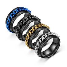 Punk 8mm cadena giratoria hombres anillo giratorio Negro Azul acero inoxidable giratorio Cool Jewelry Party Gift Anel Alliance 2024 - buy cheap