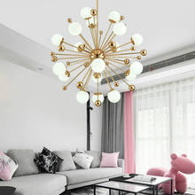 Candelabro de bola de cristal Led dorado con diseño contemporáneo de diente de león, decoración nórdica para dormitorio, comedor, sala de estar, restaurante, Hotel, interior 2024 - compra barato