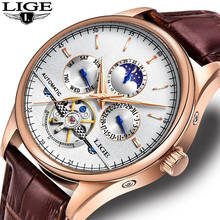 LIGE Mechanical Watch Men Tourbillon Automatic Watch Luxury Vintage Mechanical Watches Leather Classic Fashion Men's Wristwatch 2024 - buy cheap