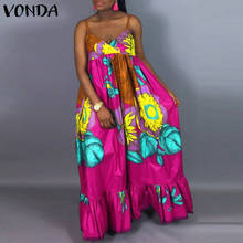 Women Dress VONDA 2021 Summer Sexy Sleeveless Vintage Printed Loose Sundress Oversized Bohemian Vestidos Loose Party Long Robe 2024 - buy cheap