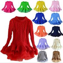 Kids Sweater Dress Thick Warm Christmas Wedding Party Dresses Knitted Chiffon Winter Kid Girls Clothes 2-7T E008 2024 - buy cheap