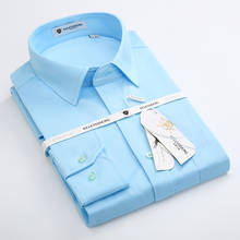 Мужская Рабочая Рубашка с длинным рукавом из Твила, Классическая однотонная формальная рубашка для мужчин, белые мужские деловые рубашки 2024 - купить недорого