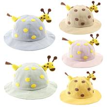 D0LF Toddler Baby Summer Beach Bucket Hat Cute Cartoon Giraffe Pattern Wide Brim Sun Protection Foldable Panama Fisherman Cap 2024 - buy cheap