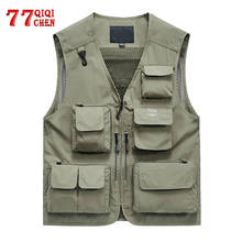 Summer Vest Men Plus Size Multi-pocket Mesh Breathable Mens Vest Photography Waistcoat Quick Dry Fishing Brand Colete Masculino 2024 - buy cheap