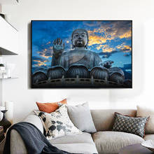 Impresiones en lienzo de Buda azul para sala de estar, imágenes modernas, impresión y carteles, decoración del hogar, Canva 2024 - compra barato