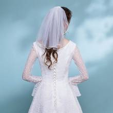 Véu de noiva branco com pérolas falsas, véu de noiva curto com pente, acessórios para casamento, fadas 2024 - compre barato