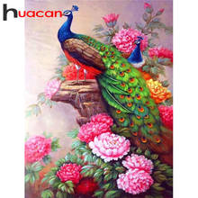 Huacan-pintura de diamante artesanal, mosaico de pavo real, Kits de flores, bordado de diamantes cuadrados/redondos, arte artesanal de animales 2024 - compra barato