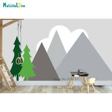 Cartoon Mountain Wall Decal DIY self-adhesive Nursery Tree Cloud Mountain Mural Home Sticker Removable BA996 2024 - buy cheap