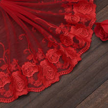 15Yards Red Lace Fabric Flower Mesh Embroidery Tulle Net Lace Trim Edging Trim Fabric Ribbon Craft DIY 18cm Wide 2024 - buy cheap