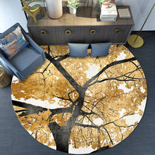 Vintage Golden Leaves Printed Round Carpets for Living Room Computer Chair Area Rug Child Play Tent Floor Mat Cloakroom Rugs 2024 - buy cheap