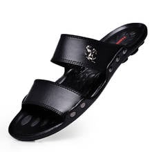 Mazefeng 2018 Summer Shoes High quality Men Sandals Slip-on Leather Beach Mens Slippers Platform Black Male Sandals Rubber Shoes 2024 - buy cheap