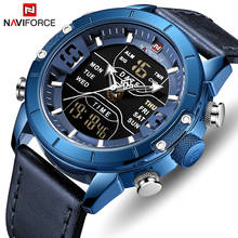 Naviforce relógio masculino com display duplo, relógio de pulso esportivo e digital de couro, à prova d'água e com led 2024 - compre barato