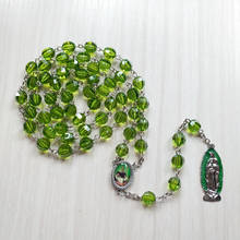 Rosário católico qigo verde de acrílico, colar de cordão longo para mulheres 2024 - compre barato