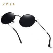 VCKA 2020 Ретро Круглые Солнцезащитные очки для мужчин и женщин Роскошные поляризованные очки с металлической оправой винтажные маленькие UV400 поляризованные очки панка 2024 - купить недорого