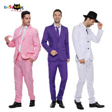 Eraspooky-traje Retro de los años 1920 para hombre, traje de gángster a rayas, chaqueta, pantalones, disfraz de Halloween para adultos, traje de escenario para fiesta y Club nocturno 2024 - compra barato