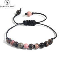 New Natural Stone Beads Beaded Bracelet Handmade Lucky Black Wax String Rope Bracelets for Women Adjustable Jewelry 2024 - buy cheap