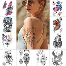 Временные тату-наклейки с изображением дракона скорпиона, розовые, красные чернила, цветок, водонепроницаемые татуировки с изображением волка, птички, боди-арт, татуировки для мужчин и женщин 2024 - купить недорого