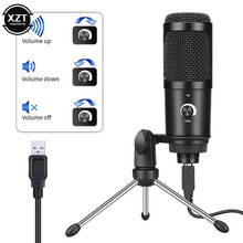 Microfone usb de metal com condensador, microfones para laptop, computador, gravação, estúdio de voz, karaokê para youtube, com suporte 2024 - compre barato
