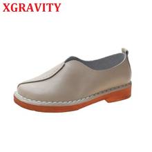 XGRAVITY-zapatos planos cómodos informales para mujer, calzado de piel auténtica, con punta redonda, estilo étnico, para primavera y otoño, C047, 2021 2024 - compra barato