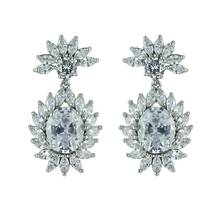 Full CZ Cubic Zirconia Drop Dangle Bridal Wedding Earring for Women Prom Jewelry Accessories 925 Silver Pin CE10037 2024 - buy cheap