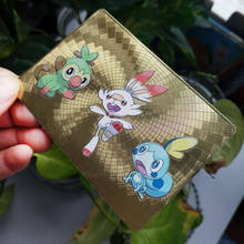 Tomy Pokemon Metal Card GBC Cover 3D Flash Cards Sword Shield Scorbunny Grookey Sobble Metal Collection Card 2024 - buy cheap