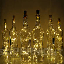 Corda de luz de cobre com tampa de 2m, 20 leds, para garrafa de vidro artesanal, decoração de casamento, corda de natal luzes para iluminação 2024 - compre barato