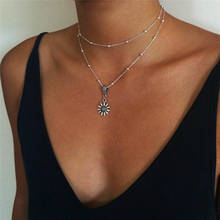 Длинное женское колье в стиле бохо, античное серебряное ожерелье, ювелирные изделия You Are My ожерелье из подсолнечника 2024 - купить недорого